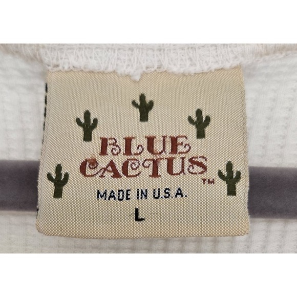 VTG Blue Cactus Maxi Short Sleeve Waffle Knit Top w/ Linen Look Skirt Dress L - Picture 9 of 13